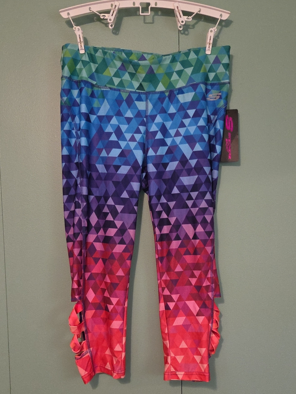 Nwt Skechers Multicolor Geo Gradient Athletic Capri Leggings Size Xl Women